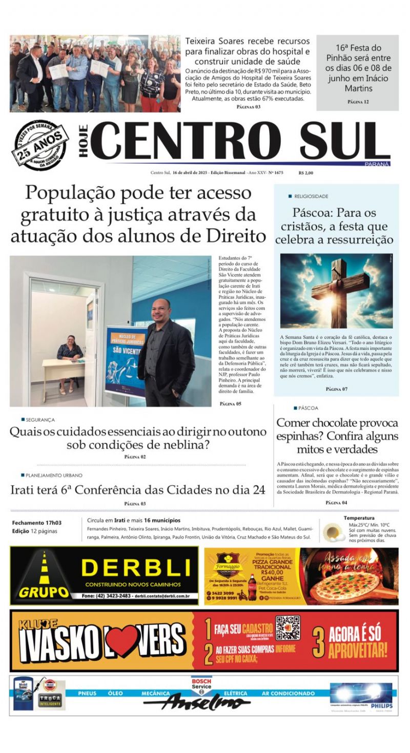 A Edição 1675 do Jornal Hoje Centro Sul já está nas bancas! 🗞️📰