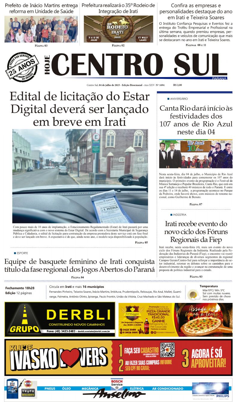 A edição 1694 do Jornal Hoje Centro Sul já está nas bancas!🗞️📰