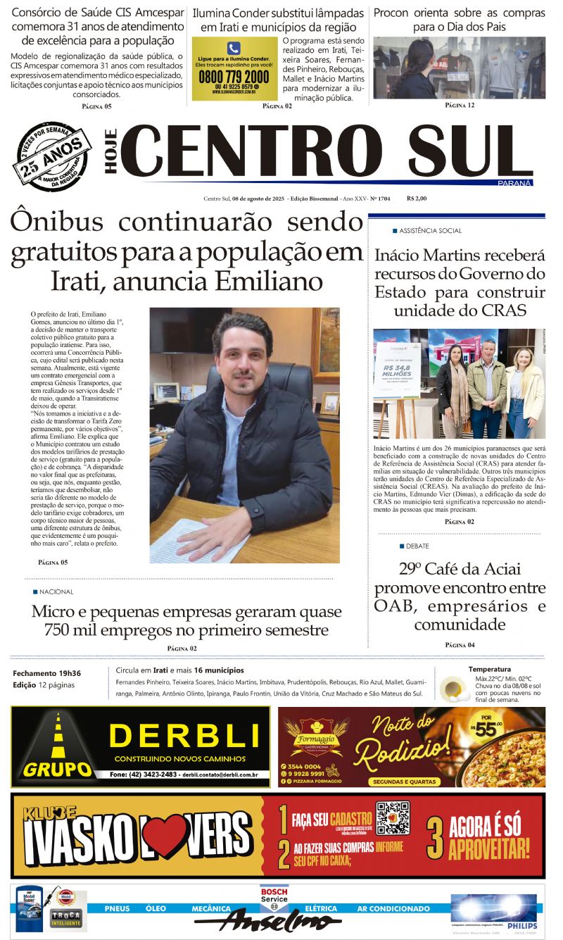 A edição 1704 do Jornal Hoje Centro Sul já está nas bancas!🗞️📰
